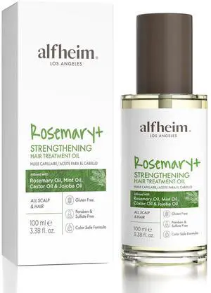 Alfheim Rosemary+ Pre-Wash Hair Treatment Oil | Botanical Blend with Castor & Grape Seed Oils | Scalp Nourishment & Hair Protection | Lightweight, Non-Greasy | For Dry Scalp, Thinning Hair | 100ml