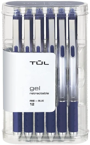 Gel Pens, Retractable, Fine Point, 0.5 mm, Gray Barrel, Blue Ink, Pack Of 12 Gel Pens, Retractable, Fine Point, 0.5 mm, Gray Barrel, Blue Ink, Pack Of 12