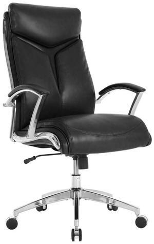 Realspace® Modern Comfort Verismo Bonded Leather High-Back Executive Office Chair, Black/Chrome, BIFMA Compliant