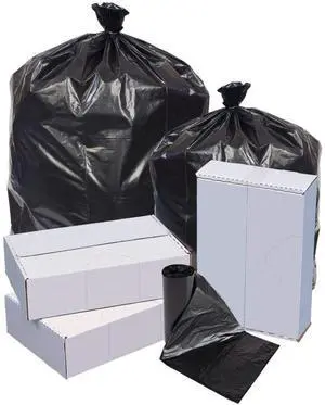 Highmark Repro 70% Recycled Can Liners, 1.25 mil, 56 Gallons, 43" x 47", Black, Box Of 100