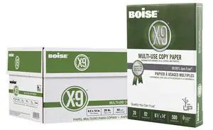 Boise X-9 Multi-Use Printer & Copy Paper, 10 Reams, White, Legal (8.5in x 14in), 5000 Sheets Per Case, 20 Lb, 92 Brightness Boise X-9 Multi-Use Printer & Copy Paper, 10 Reams, White, Legal (8.5in x 14in), 5000 Sheets Per Case, 20 Lb, 92 Brightness