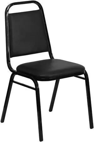 Hercules Trapezoidal Back Stackable Banquet Chair, Black | Black Frame, Vinyl Upholstery Hercules Trapezoidal Back Stackable Banquet Chair, Black | Black Frame, Vinyl Upholstery