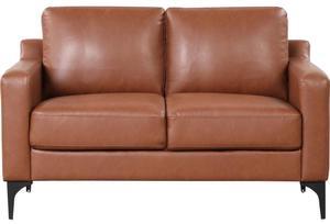 Serta Triton 55 Stationary Loveseat Sofa, Modern Decor Couch Love Seat Living Room Furniture Upholstered Faux Leather Sofas Furniture, Solid Easy to Install Small Couch for Bedroom, Caramel Brown