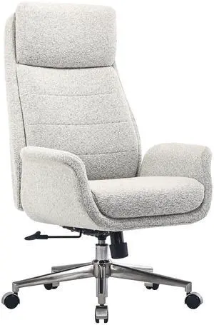 Realspace® Modern Comfort Pizana Bouclé Fabric High-Back Executive Office Chair, Light Sand/Brushed Nickel, BIFMA Compliant