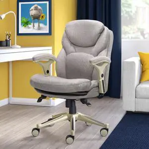 Serta Works Executive Office Chair with Back in Motion Technology, Seamless Light Gray Fabric