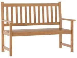 Flash Furniture Adele Commercial Indoor/Outdoor Acacia Wood Bench, 2-Person Slatted Patio Loveseat, for Use in Yard, Garden, Porch, or Park, Brown