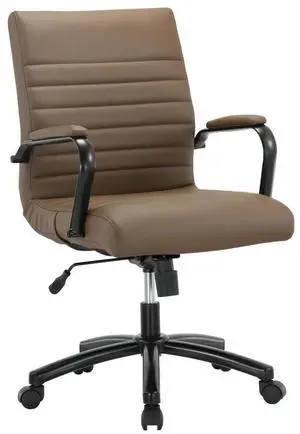 Realspace® Modern Comfort Winsley Bonded Leather Mid-Back Manager Office Chair, Brown/Black, BIFMA Compliant