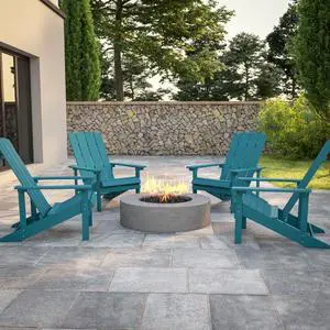 Flash Furniture Charlestown Poly Resin Adirondack Chair - Sea Foam - All Weather - Indoor/Outdoor - Set of 4