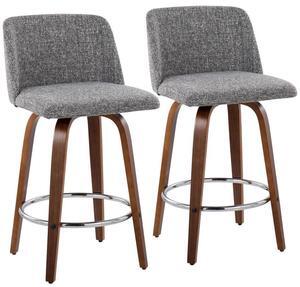 LumiSource Toriano Counter Stools for Kitchen Counter, Counter Height Chairs, Bar Stools Set of 2, Counter Height Chairs, Bar Stools for Kitchen Island (Grey Noise Fabric)