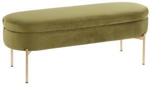 LumiSource Chloe Storage Bench, Velvet Upholstered Storage Bench, Storage Bench for Entryway, Bedroom Bench with Storage (Green Velvet)