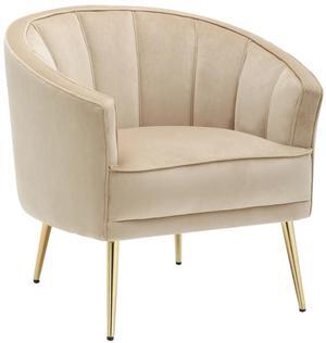 LumiSource Tania Accent Chair, Velvet Arm Chair, Gold Accent Chair for Living Room, Comfy Chair for Bedroom, Contemporary Chair