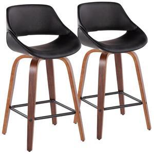 LumiSource Fabrico Counter Stools for Kitchen Counter in Walnut Wood, Counter Height Chairs, Bar Stools Set of 2, Counter Height Chairs, Bar Stools for Kitchen Island