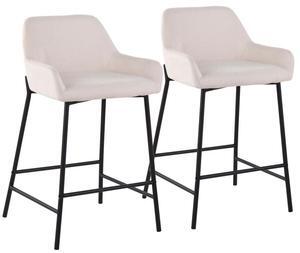 LumiSource Daniella Counter Stools for Kitchen Counter in Black Metal, Counter Height Chairs, Bar Stools Set of 2, Counter Height Chairs, Bar Stools for Kitchen Island (Cream Fabric)