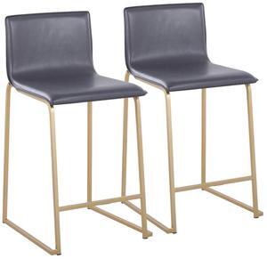LumiSource Mara Upholstered Counter Stools for Kitchen Counter with Gold and Faux Leather, Counter Height Chairs, Bar Stools Set of 2, Counter Height Chairs, Bar Stools for Kitchen Island