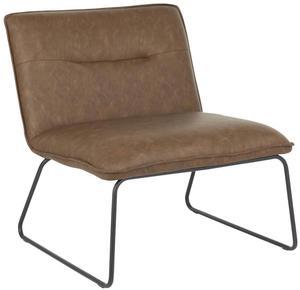 LumiSource Casper Leather Accent Chair, Armless Chair, Black Accent Chair for Living Room, Comfy Chair for Bedroom, Industrial Chair