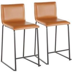 LumiSource Mara Upholstered Counter Stools for Kitchen Counter with Black and Faux Leather, Counter Height Chairs, Bar Stools Set of 2, Counter Height Chairs, Bar Stools for Kitchen Island