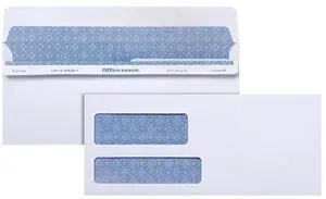 Office Depot 100% Recycled Lift Press(TM) Double-Window Envelopes, #9 (3 7/8in. x 8 7/8in.), White, Pack Of 500, 76169