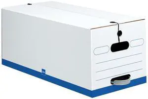® Brand Quick Set-Up Storage Boxes With String & Button Closure, Letter, 24" x 12" x 10", 60% Recycled, White/Blue, Pack Of 12 ® Brand Quick Set-Up Storage Boxes With String & Button Closure, Letter, 24" x 12" x 10", 60% Recycled, White/Blue, Pack Of 12