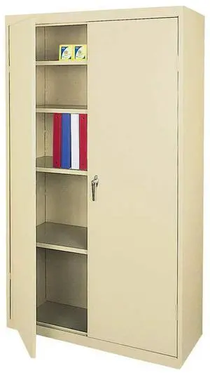 Realspace® 36"W Steel 5-Shelf Cabinet, Putty