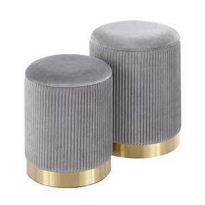 LumiSource Marla Nesting Ottoman Set, Storage Ottoman, Small Ottoman, Round Ottoman Foot Rest, Pouf Ottoman, Foot Stool Ottoman for Living Room, Velvet Ottoman with Storage