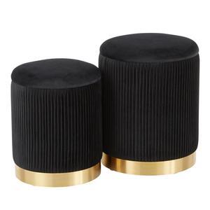 LumiSource Marla Nesting Ottoman Set, Storage Ottoman, Small Ottoman, Round Ottoman Foot Rest, Pouf Ottoman, Foot Stool Ottoman for Living Room, Velvet Ottoman with Storage