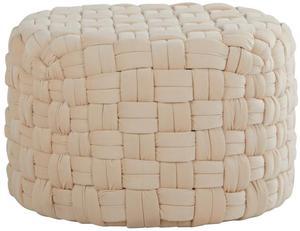 LumiSource Braided Round 24" Velvet Ottoman, Large Ottoman, Round Ottoman Foot Rest, Pouf Ottoman, Foot Stool Ottoman, Foot Stool Ottoman for Living Room
