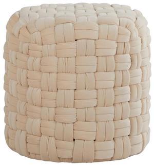 LumiSource Braided Round 16" Velvet Ottoman, Small Ottoman, Round Ottoman Foot Rest, Pouf Ottoman, Foot Stool Ottoman for Living Room