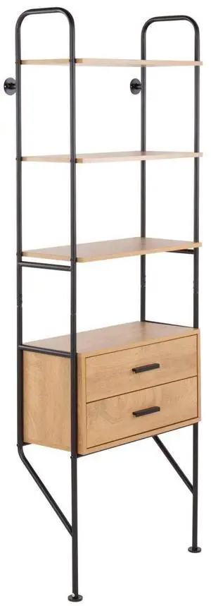 LumiSource Lean Bookcase, Black Bookshelf with Storage, Book Shelves for Bedroom, Small Bookshelf, Display Shelf, Tall Bookshelf, Industrial Book Shelf