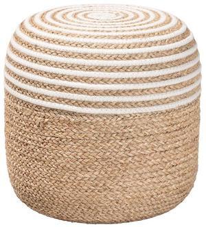 bali & pari Nequiel 16.1" Seagrass & Cotton Ottoman Footstool in Natural Brown