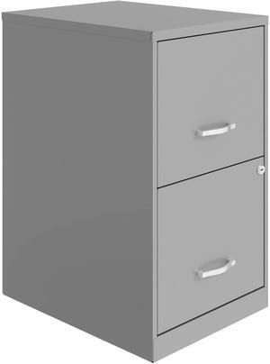 Lorell 2-Drawer File Cabinet, 14.2" x 18" x 24.5", Silver