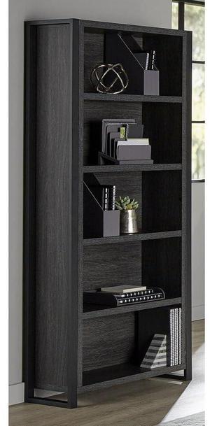 Realspace® DeJori 70"H 5-Shelf Bookcase, Charcoal