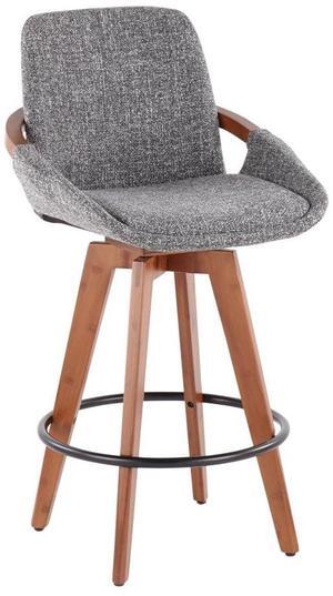 Cosmo Counter Stools for Kitchen Counter in Walnut and Fabric or Faux Leather Upholstery, Counter Height Stools, Counter Height Chairs, Bar Stools for Kitchen Island, One Stool Included