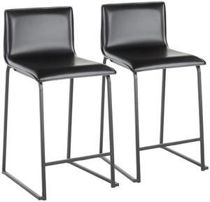LumiSource Mara Upholstered Counter Stools for Kitchen Counter with Black and Faux Leather, Counter Height Chairs, Bar Stools Set of 2, Counter Height Chairs, Bar Stools for Kitchen Island