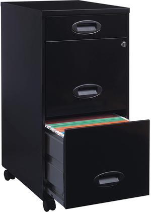 Lorell LYS SOHO 18" 3-Drawer File Cabinet, Black