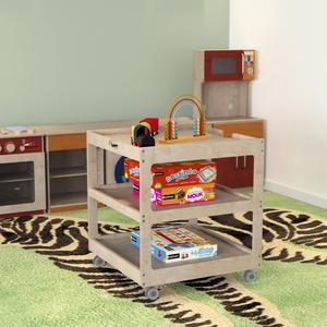 Flash Furniture MK-ME14795-GG Natural 3 Shelf Mobile Cart