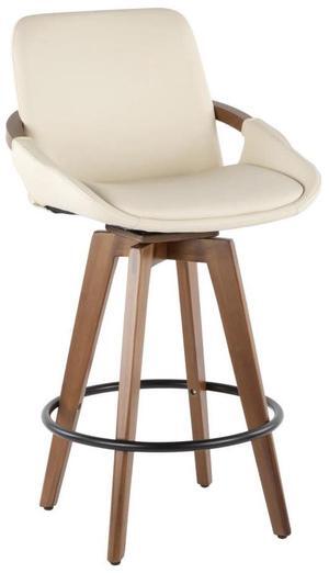 LumiSource Cosmo Counter Stools for Kitchen Counter in Walnut and Fabric or Faux Leather Upholstery, Counter Height Stools, Counter Height Chairs, Bar Stools for Kitchen Island, One Stool Included