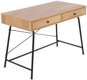 LumiSource Casper Brown Wood Desk, Home Office Desk, Computer Desk with Drawers, Small Desk for Bedroom, Gaming Desk, Farmhouse Desk