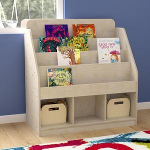 Flash Furniture MK-KE24282-GG NAT 4 Tier Storage Bookshelf