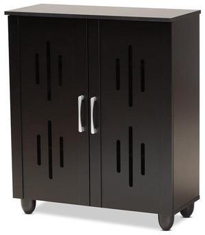 Baxton Studio Renley Modern and Contemporary Espresso Brown Finished Wood 2-Door Shoe Storage Cabinet