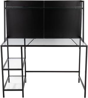LumiSource Geo Tier Desk, Home Office Desk, Computer Desk with Storage, Glass Desk, Small Desk for Bedroom, Gaming Desk, Contemporary Desk