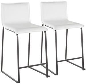 LumiSource Mara Upholstered Counter Stools for Kitchen Counter with Black and Faux Leather, Counter Height Chairs, Bar Stools Set of 2, Counter Height Chairs, Bar Stools for Kitchen Island