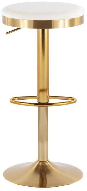 LumiSource Dakota Upholstered Adjustable Bar Stool, Gold Bar Stools, Bar Chairs, Swivel Bar Stools, Bar Stools Set of 2