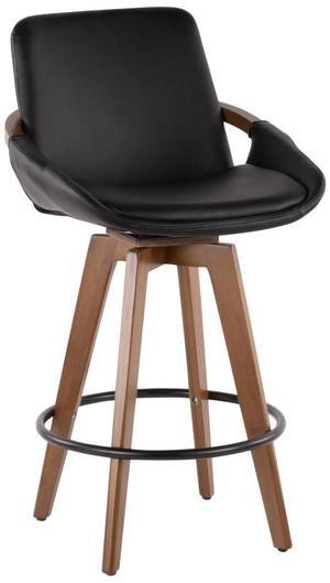 LumiSource Cosmo Counter Stools for Kitchen Counter in Walnut and Fabric or Faux Leather Upholstery, Counter Height Stools, Counter Height Chairs, Bar Stools for Kitchen Island, One Stool Included