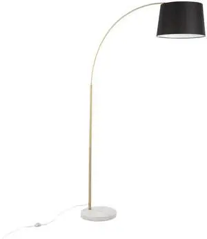 March Floor Lamp, Floor Lamps for Living Room, Floor Lamp for Bedroom, Standing Lamp, Tall Lamp, Living Room Lamp, Bedroom Lamp, Corner Lamp (White Marble, Antique Brass Metal, Black Linen)