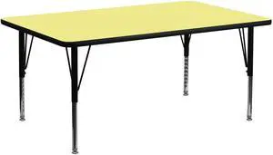 30''W x 72''L Rectangular Yellow Thermal Laminate Activity Table - Height Adjustable Short Legs 30''W x 72''L Rectangular Yellow Thermal Laminate Activity Table - Height Adjustable Short Legs