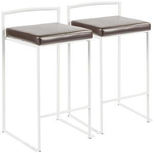 Fuji Stacker Counter Stools for Kitchen Counter in White Metal, Counter Height Chairs, Bar Stools Set of 2, Counter Height Chairs, Bar Stools for Kitchen Island