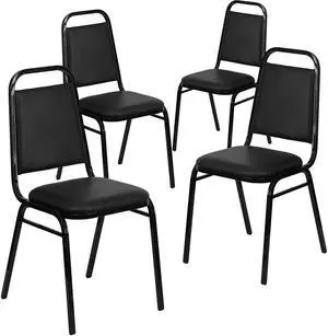 Hercules Vinyl Banquet Chair, Black, 4-Pack | Stackable, Trapezoidal Back, Black Frame, Vinyl Upholstery Hercules Vinyl Banquet Chair, Black, 4-Pack | Stackable, Trapezoidal Back, Black Frame, Vinyl Upholstery
