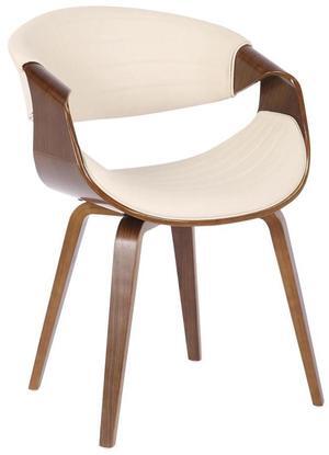 LumiSource Symphony Chair, Upholstered Dining Chairs, Mid-Century Modern Dining Chair, Kitchen Chairs for Dining Table (Walnut Wood, Cream)