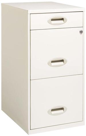 Realspace 18"D Vertical 3-Drawer Letter-Size File Cabinet, Metal, Pearl White