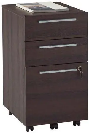 Realspace® Trezza 19"D Vertical 3-Drawer Mobile File Cabinet, Warm Walnut